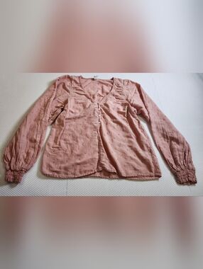 Old Navy Dusty Rose Button-Front V-Neck Blouse